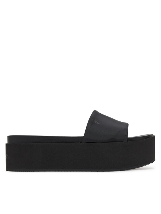 Şlapi Calvin Klein Jeans Flatform Sandal Slide In Nylon YW0YW01791 Negru