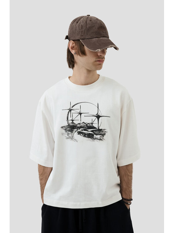2005 2005 T-Shirt Mountain Drift Biały Oversize