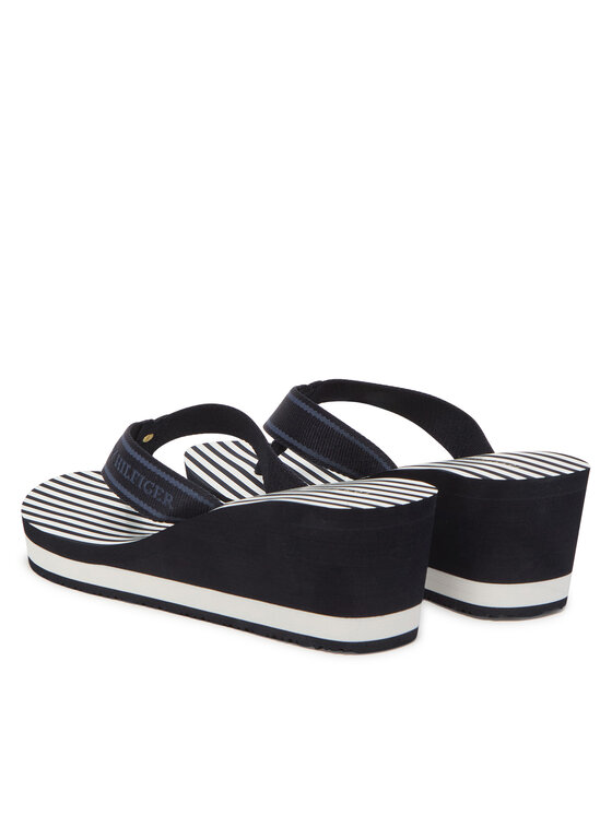 Tommy Hilfiger Tommy Hilfiger Šlepetės per pirštą Th Stripes Wedge Beach Sandal FW0FW08521 Mėlyna