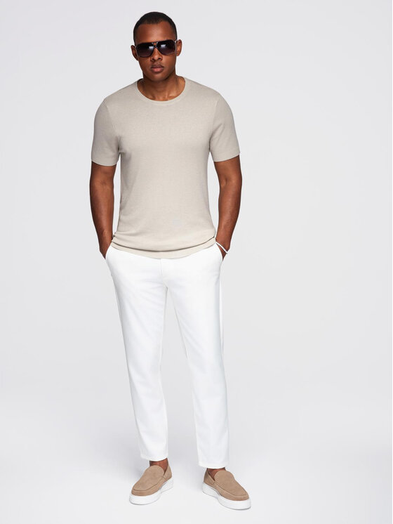 Ombre Ombre T-Shirt OM-TSCT-0252 Szary Regular Fit