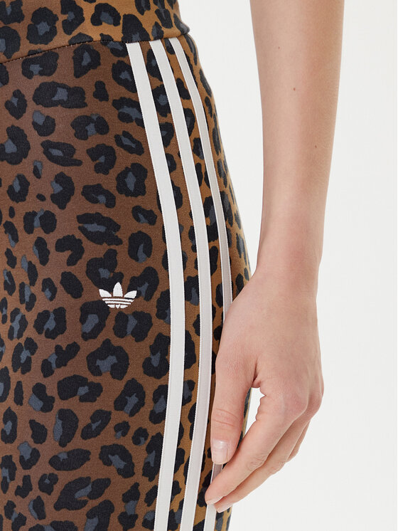 adidas adidas Legginsy Leopard 3-Stripes JW7308 Brązowy Slim Fit