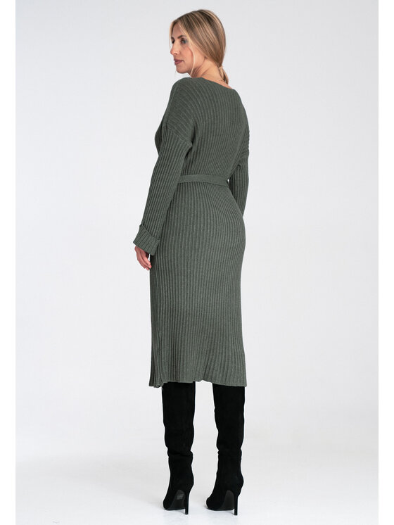 FIGL FIGL Úpletové šaty M1095 Zelená Fitted Fit