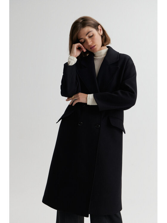 Duende Duende Płaszcz wełniany Joan Coat Czarny Regular Fit