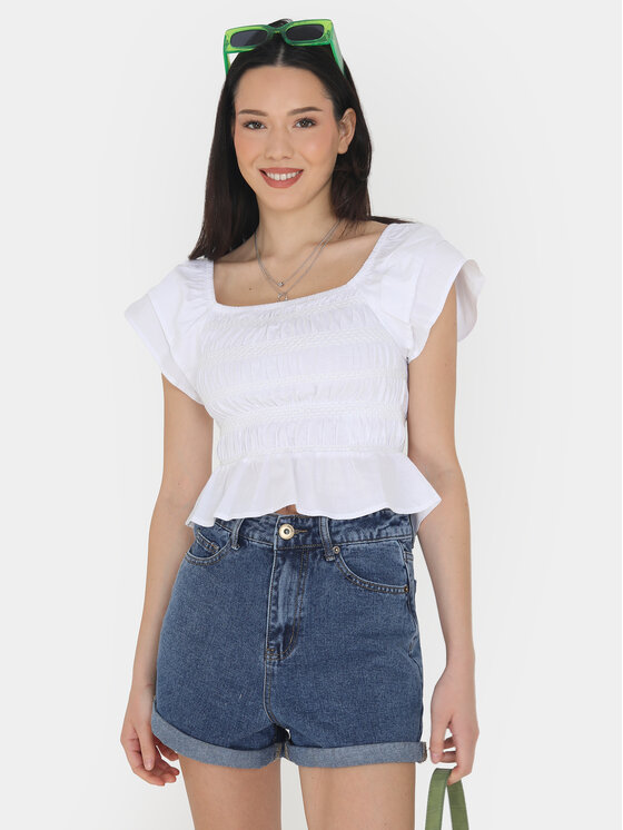 Brave Soul Brave Soul Bluzka LWT-624CERYS Biały Straight Fit