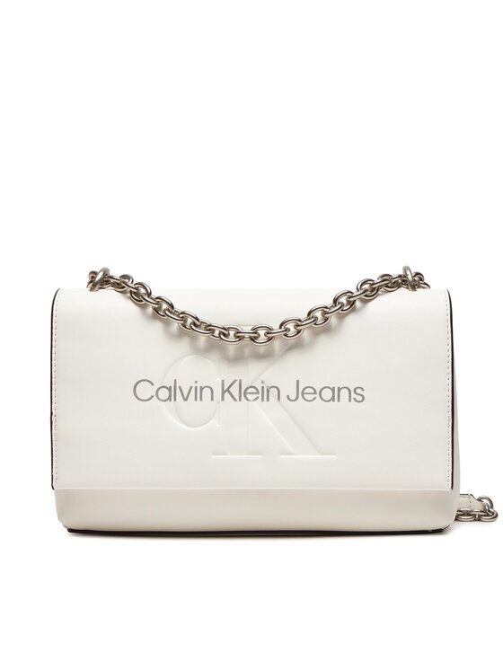 Geantă Calvin Klein Jeans Sculpted Ew Flap Conv25 Mono K60K611866 Alb
