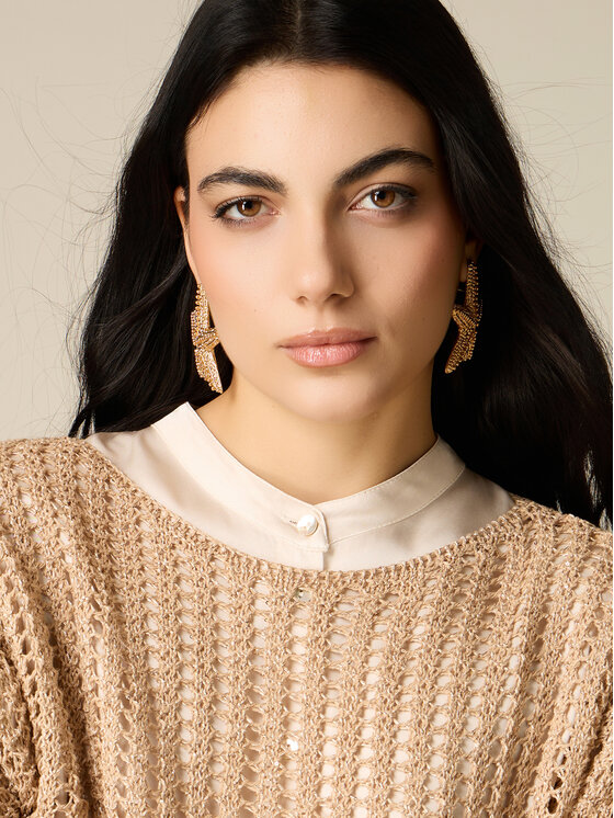 Oltre Oltre Maglione M576E001971N002 Crema Baggy Fit