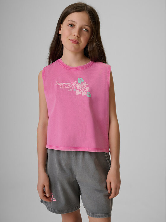 4F 4F Tank top SUMMER SPLASH Różowy Regular Fit