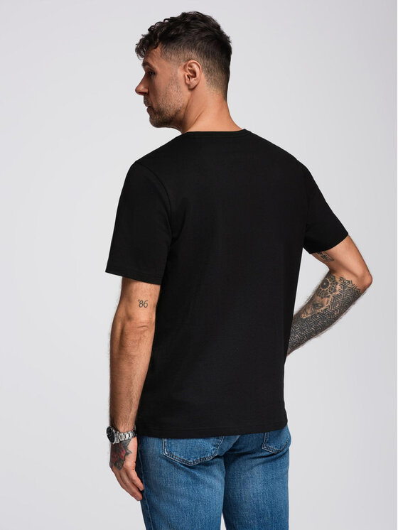 Ombre Ombre T-Shirt OM-TSPT-0246 Czarny Regular Fit