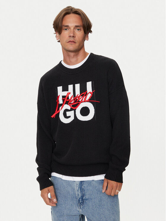 HUGO Hugo Pulover 50524553 Negru Regular Fit