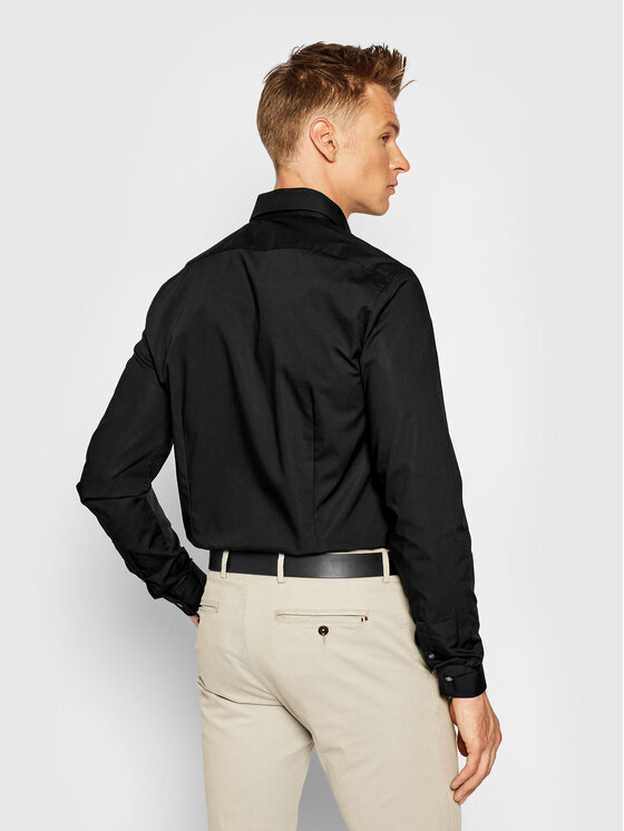 Calvin Klein Calvin Klein Риза 2ply Poplin Stretch Slim Shirt K10K103025 Черен Slim Fit