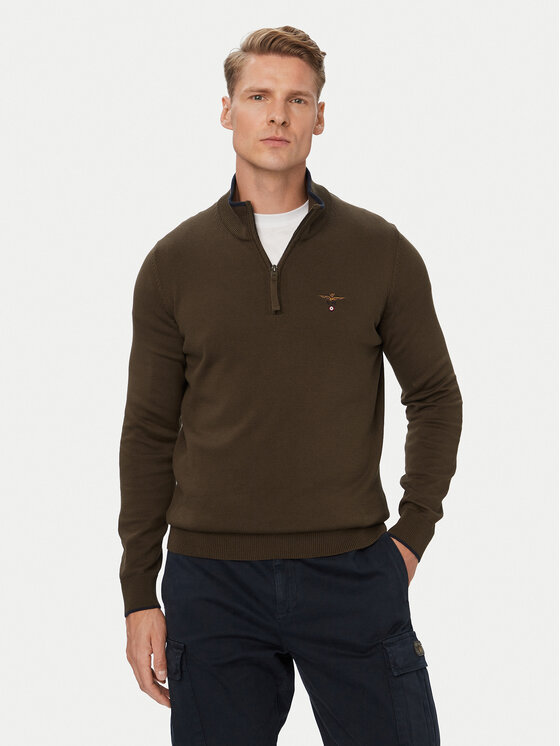 Aeronautica Militare Пуловер 262MA1670UL00506 Кафяв Regular Fit