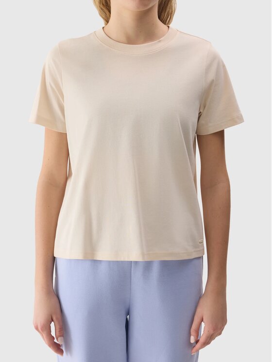 4F 4F T-shirt 4FWSS24TTSHF1360-12S Beige Regular Fit