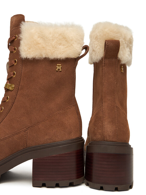 Tommy Hilfiger Tommy Hilfiger Gležnjače Th Shearling Lace Up Boot FW0FW08999 Smeđa