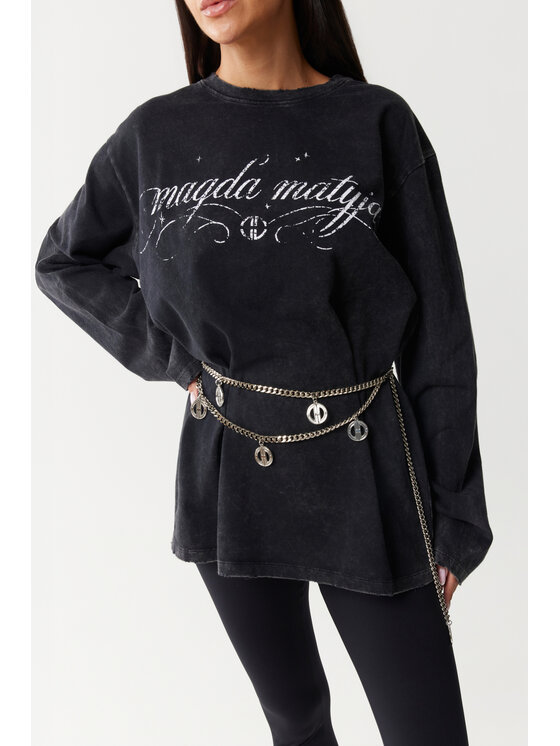 Magda Matyja Magda Matyja Bluzka ALEX LONGSLEEVE GREY Czarny Loose Fit