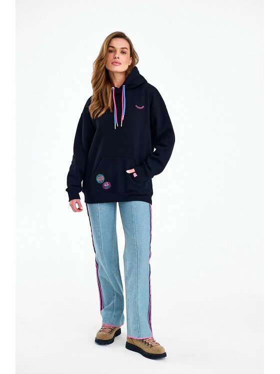 NAOKO NAOKO Bluza Wildfire Soul Czarny Oversize