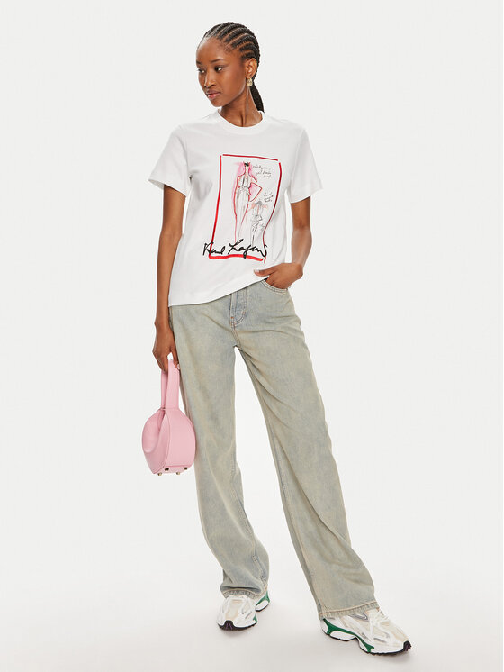 KARL LAGERFELD KARL LAGERFELD T-krekls 245W1713 Balts Regular Fit