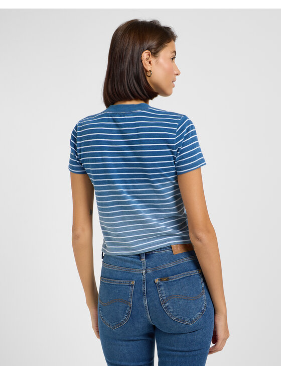 Lee Lee T-Shirt CROPPED TEE 112363477 Niebieski Cropped Fit