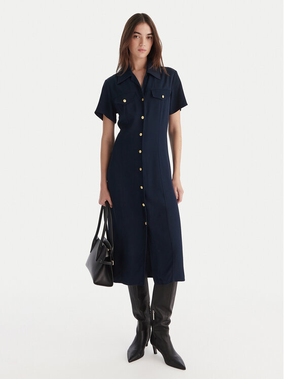 Tommy Hilfiger Tommy Hilfiger Košeľové šaty WW0WW45802 Tmavomodrá Regular Fit