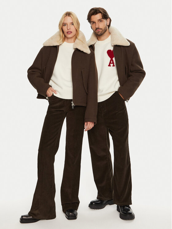 AMI PARIS AMI PARIS Átmeneti kabát HJK060.WV0049 Barna Regular Fit