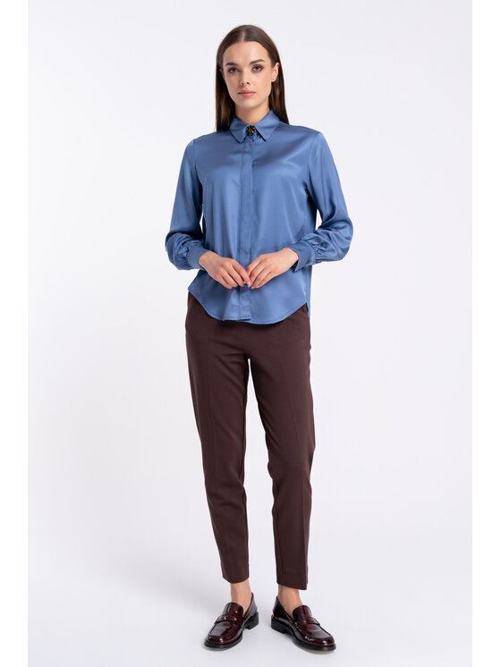 CLICK CLICK Kalhoty z materiálu 30-455 Hnědá Regular Fit