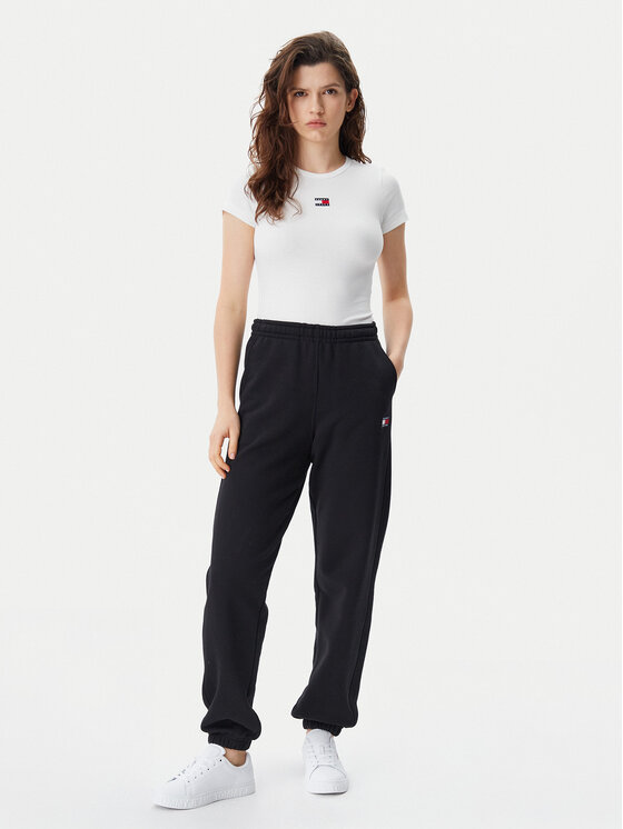 Tommy Jeans Tommy Jeans Majica Badge DW0DW17881 Bela Slim Fit