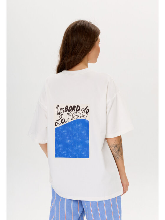 Mirons Mirons T-Shirt Print Biały Oversize