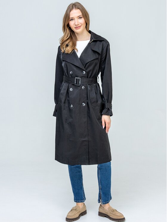 Perso Perso Trenčkot BLE262678F Čierna Regular Fit
