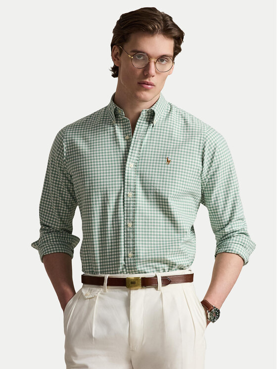 Polo Ralph Lauren Polo Ralph Lauren Cămașă 710853129501 Verde deschis Custom Fit