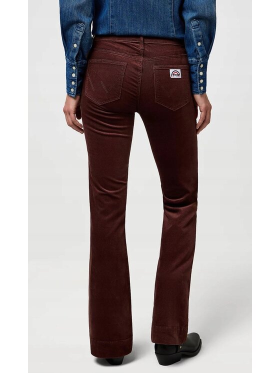 Wrangler Wrangler Spodnie materiałowe Flare Brązowy Flare Fit