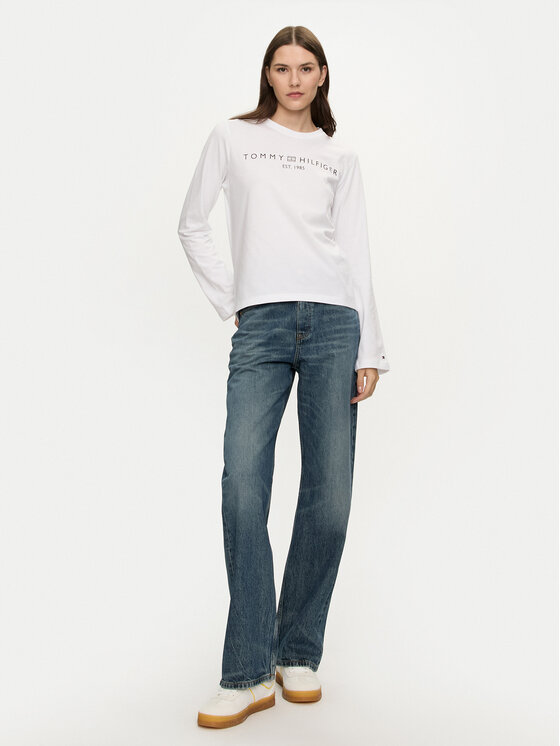 Tommy Hilfiger Tommy Hilfiger Bluzka Logo WW0WW43620 Biały Regular Fit