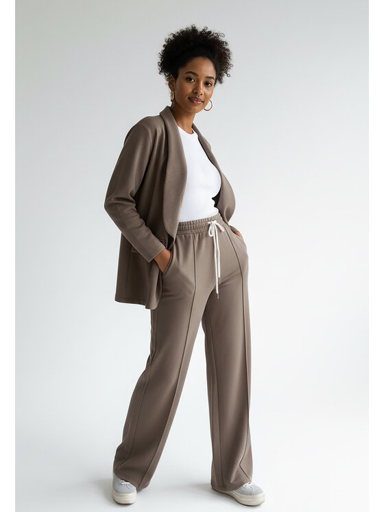 FIGL FIGL Komplet marynarka i spodnie materiałowe M1254 Brązowy Regular Fit