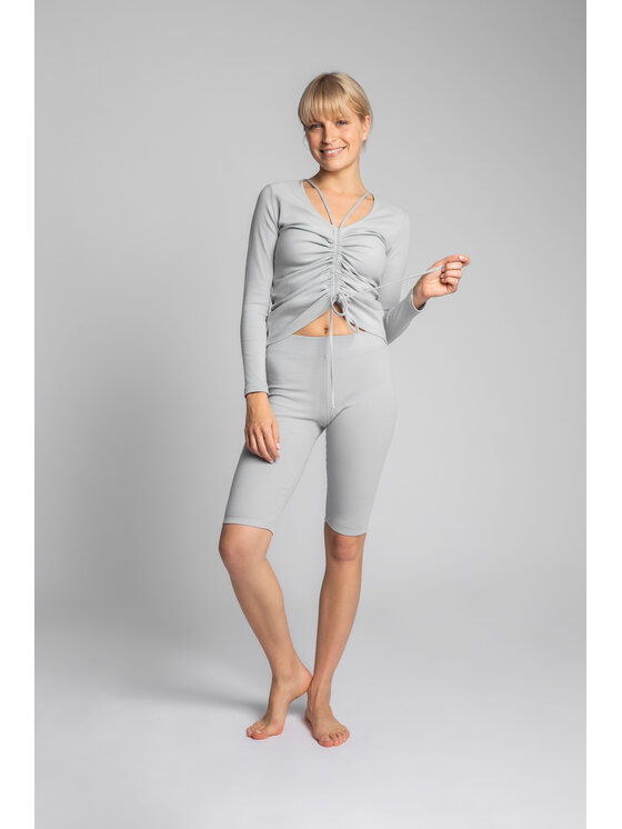 LaLupa LaLupa Bluzka LA038 Srebrny Comfortable Fit