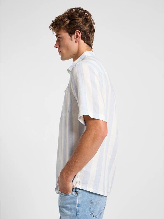 Lee Lee Koszula POPOVER SHIRT SS Niebieski Comfort Fit