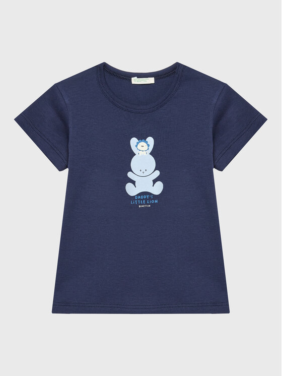 United Colors Of Benetton United Colors Of Benetton Тишърт 3I9WA1003 Тъмносин Regular Fit