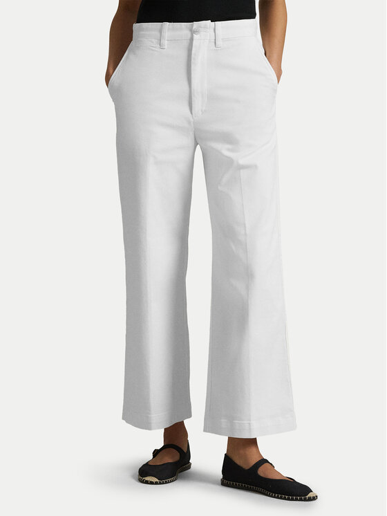 Polo Ralph Lauren Polo Ralph Lauren Kalhoty z materiálu 211873988002 Écru Wide Leg