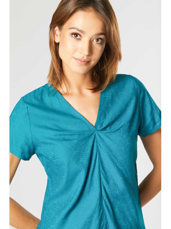 QUIOSQUE QUIOSQUE Blúzka LIGHT SHIRT Tyrkysová Regular Fit