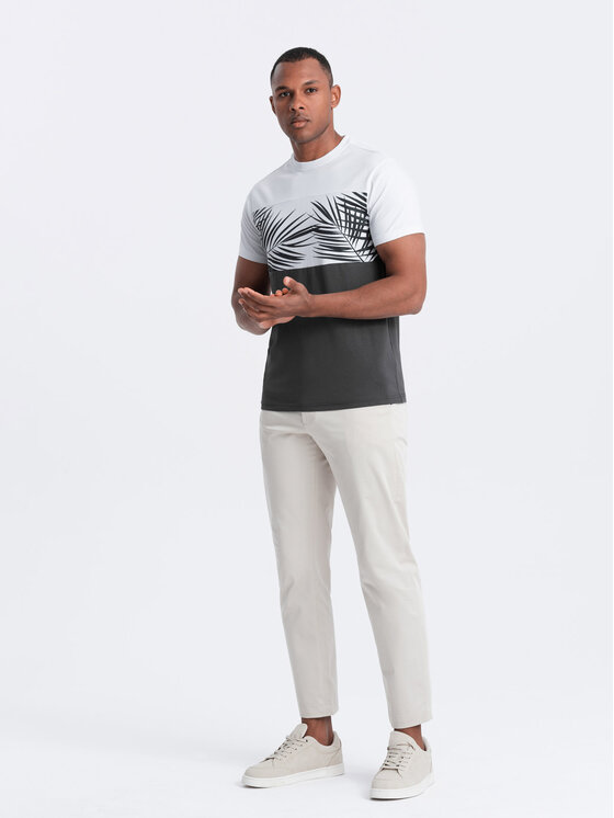 Ombre Ombre T-Shirt OM-TSPT-0177 Šedá Regular Fit