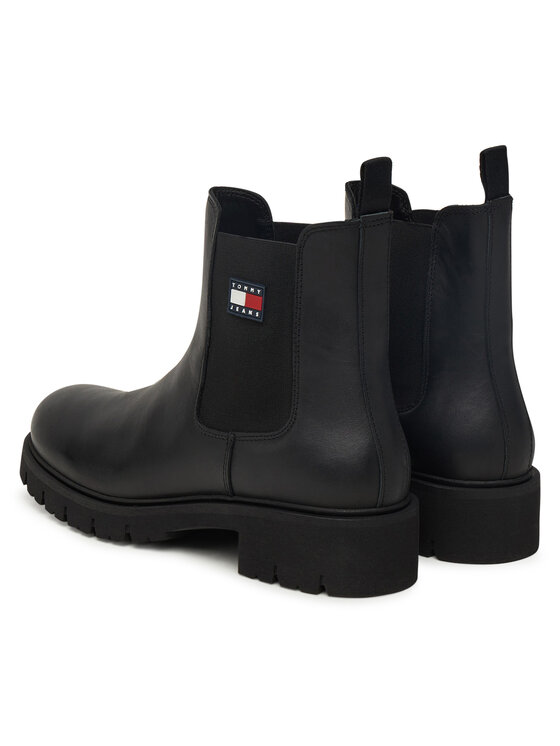 Tommy Jeans Tommy Jeans Ghete Jodhpur Tjw Chelsea Leather Boot EN0EN02825 Negru