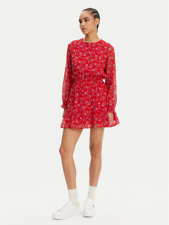 Tommy Jeans Tommy Jeans Sommerkleid DW0DW20338 Rot Regular Fit