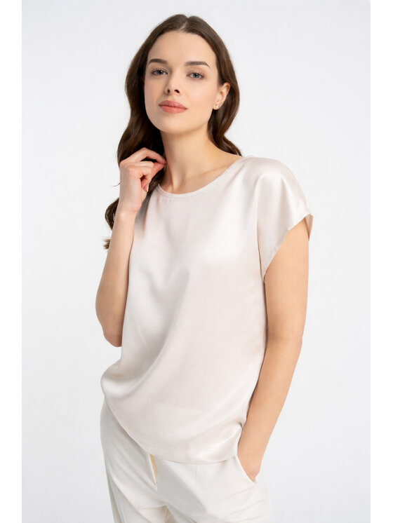 CLICK CLICK Μπλουζάκι 10-6851 Ανοιχτό μπεζ Straight Fit