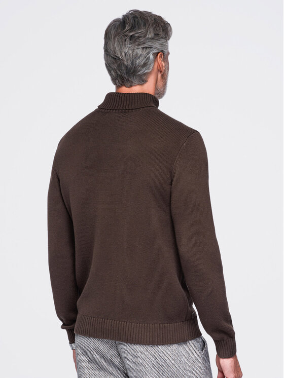 Ombre Ombre Svetr OM-SWTN-0192 Tmavě hnědá Regular Fit