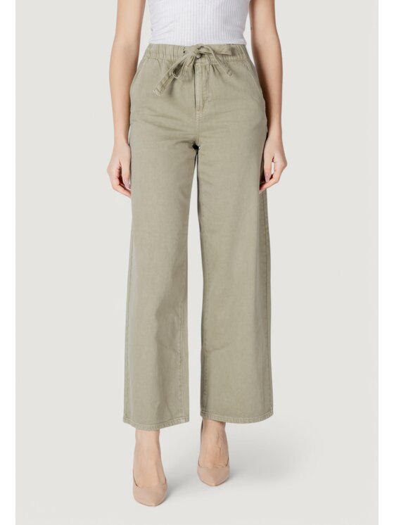 ONLY ONLY Pantaloni da donna Onlsilla Mw Belt Wide Pant Pnt Verde Wide Fit