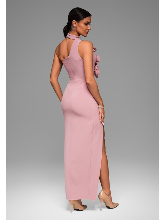 Ombre Ombre Sukienka wieczorowa LA-OM-DLR063 Różowy ciemny Regular Fit