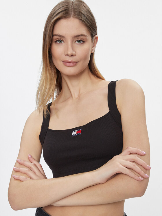 Tommy Jeans Tommy Jeans Top Badge DW0DW17395 Czarny Slim Fit