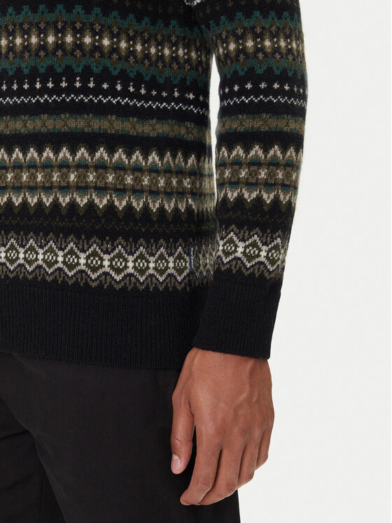 Barbour Barbour Sweater Case Fair MKN1027BK52 Fekete Regular Fit