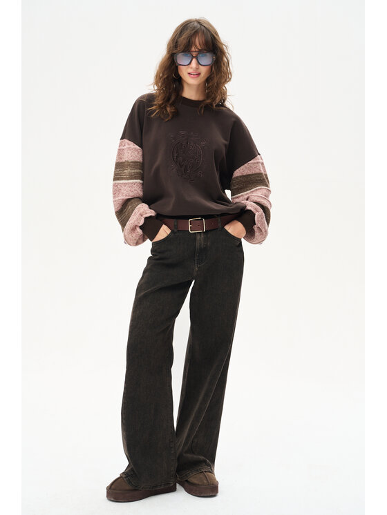 blue shadow blue shadow Sweter Aliza Brązowy Regular Fit
