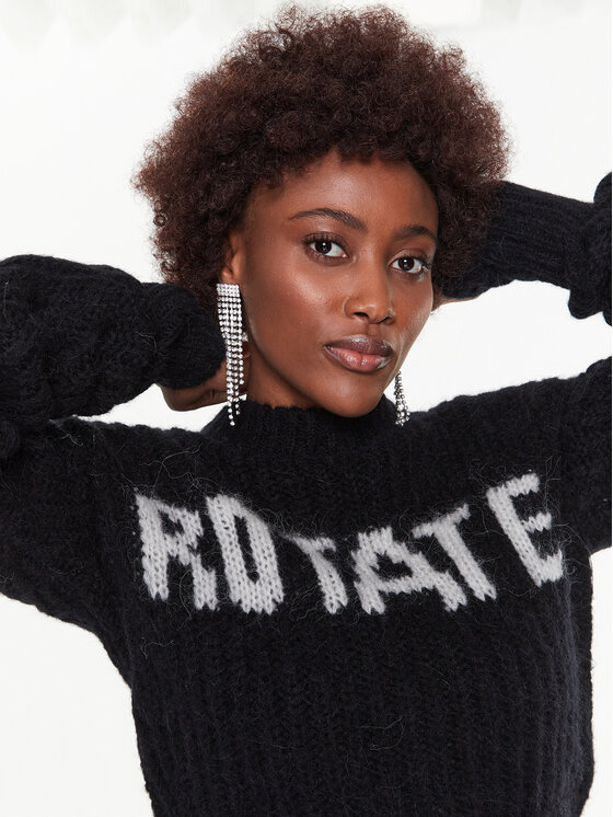 ROTATE ROTATE Sweter Knit Puff-Sleeve RT2286 Czarny Regular Fit