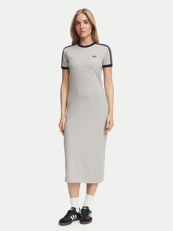 adidas adidas Ежедневна рокля 3 Stripes KS4764 Светлосив Slim Fit