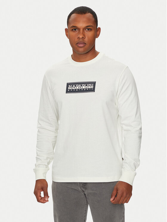 Napapijri Longsleeve krekls S-Box Logo NP0A4I3M Écru Regular Fit