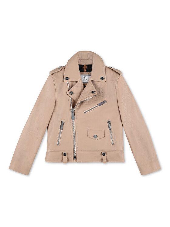 PHILIPP PLEIN PHILIPP PLEIN Chiodo di pelle 4609 Beige Basic Fit